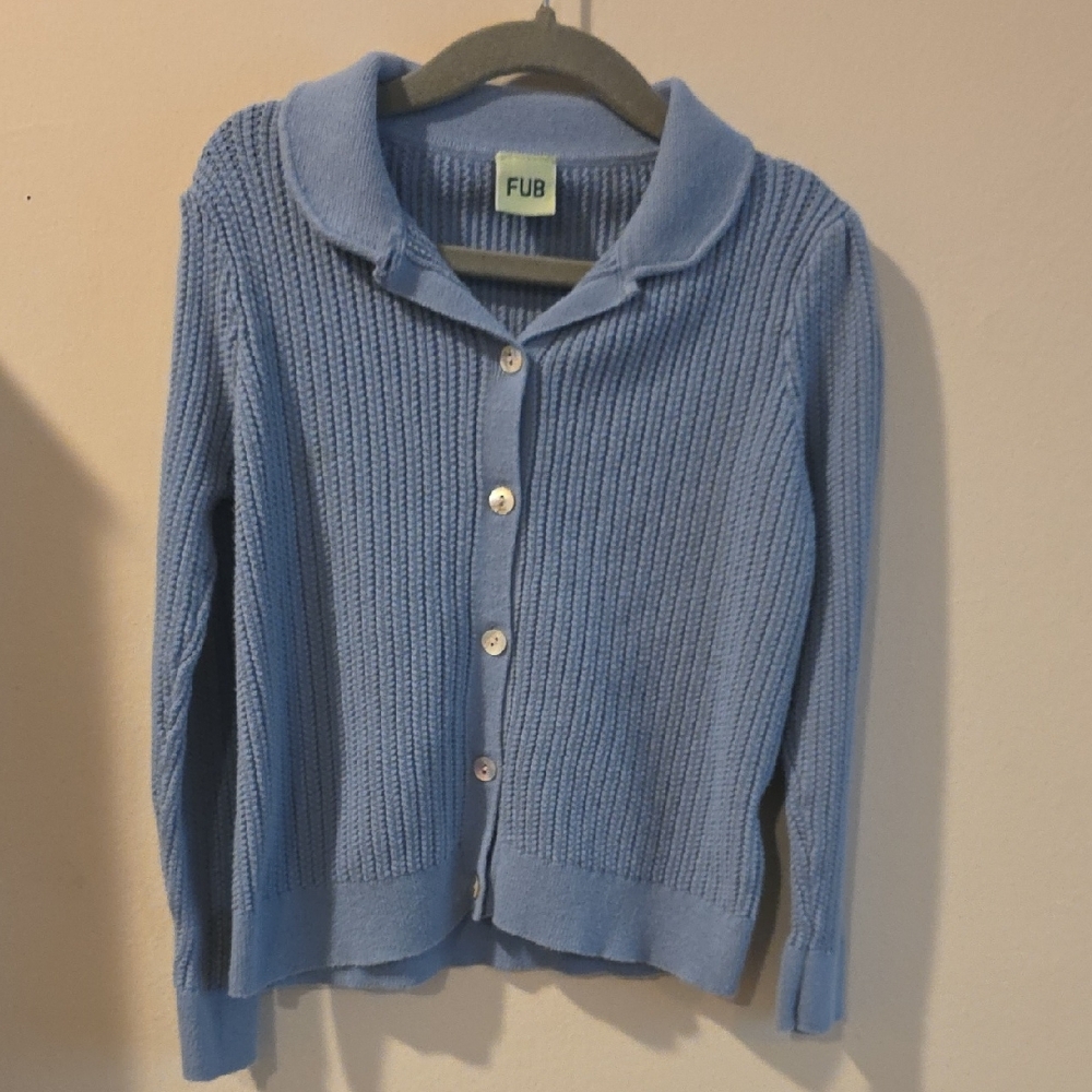 Fub Brand Kids Boys Blue Long Sleeve Knit Sweater Size 6